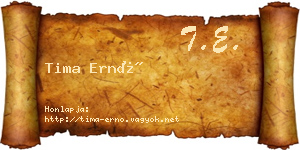 Tima Ernő névjegykártya